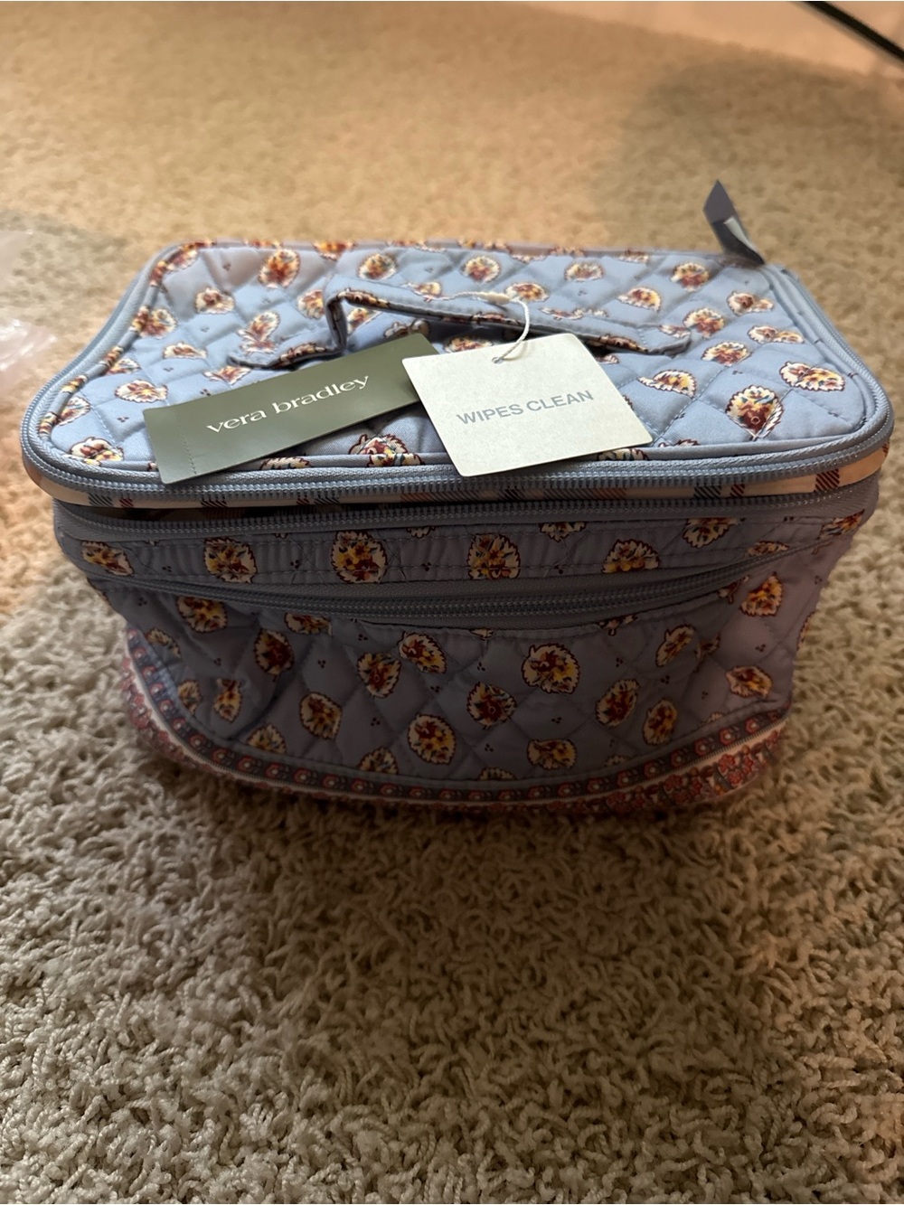 Vera Bradley Brush up cosmetic case. Blue lead pattern. Brand new.